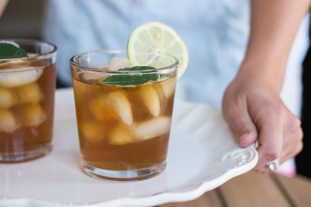 glasses filled with ice and drink