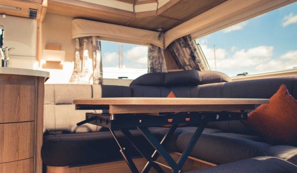 dining area inside a trailer