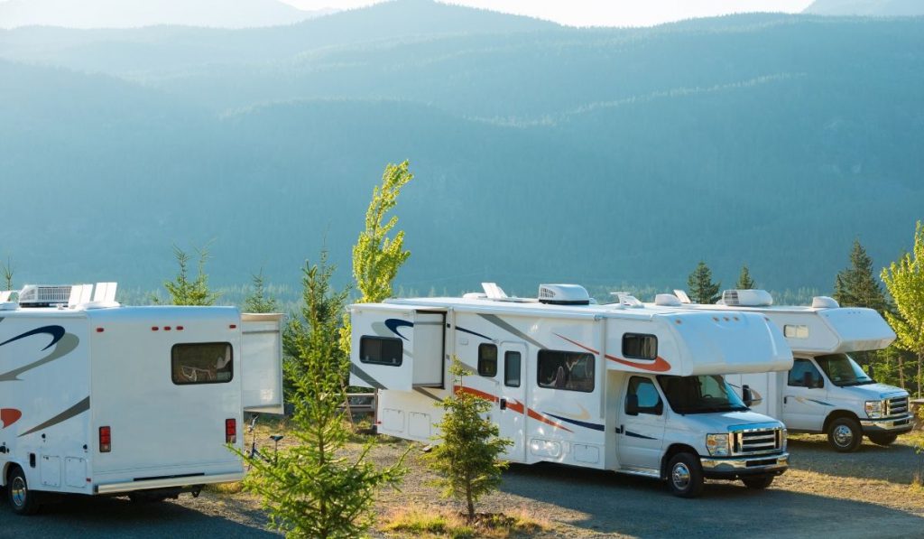 RVs park outdoors