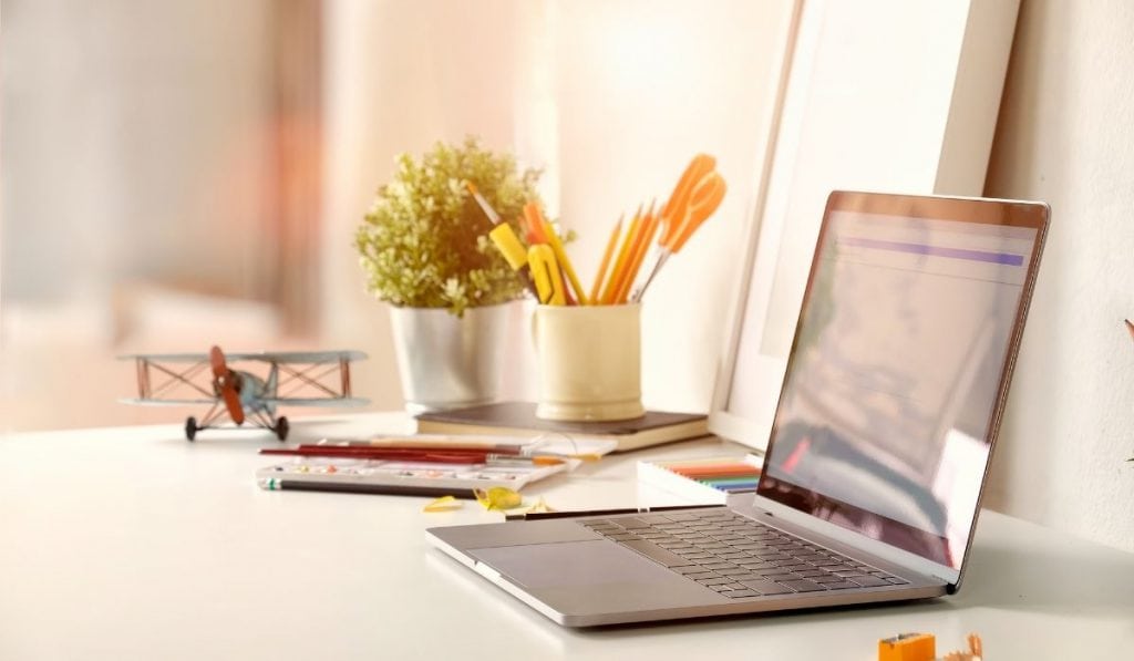 laptop on the desk