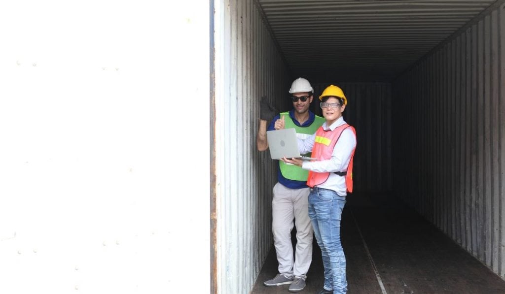 inspecting shipping container